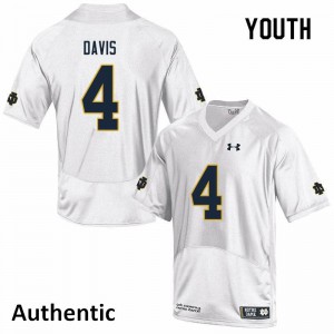 Youth Notre Dame Fighting Irish Avery Davis #4 College Authentic White Jersey 448017-627