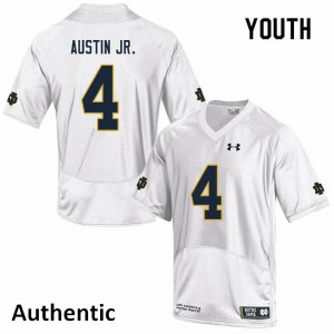 Youth Notre Dame Fighting Irish Kevin Austin Jr. #4 Authentic Stitched White Jersey 222069-776