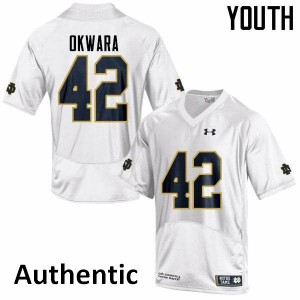 Youth Notre Dame Fighting Irish Julian Okwara #42 White Authentic Stitched Jerseys 470776-440