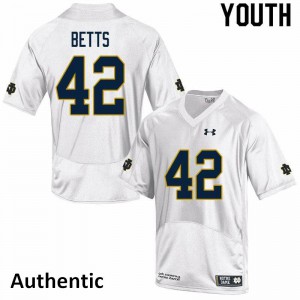Youth Notre Dame Fighting Irish Stephen Betts #42 Football White Authentic Jersey 847414-483