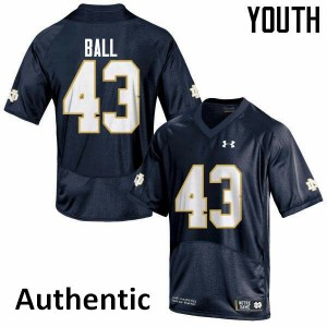 Youth Notre Dame Fighting Irish Brian Ball #43 Navy Blue College Authentic Jerseys 871538-638