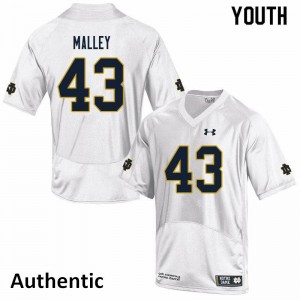 Youth Notre Dame Fighting Irish Greg Malley #43 White Authentic High School Jersey 429736-657