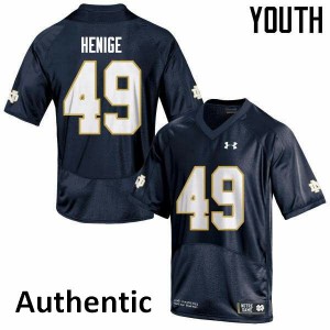 Youth Notre Dame Fighting Irish Jack Henige #49 Embroidery Navy Authentic Jerseys 549806-354