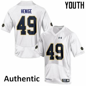 Youth Notre Dame Fighting Irish Jack Henige #49 White Embroidery Authentic Jersey 387394-814