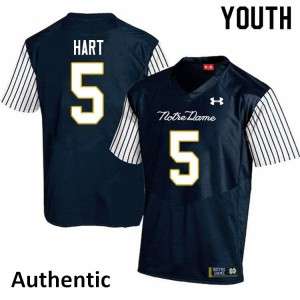 Youth Notre Dame Fighting Irish Cam Hart #5 Alternate Authentic NCAA Navy Blue Jerseys 451913-118