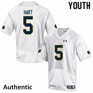 Youth Notre Dame Fighting Irish Cam Hart #5 Authentic White Official Jerseys 991171-604