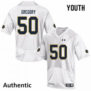 Youth Notre Dame Fighting Irish Reed Gregory #50 Authentic Embroidery White Jersey 155570-702