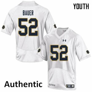 Youth Notre Dame Fighting Irish Bo Bauer #52 Authentic NCAA White Jerseys 252743-360