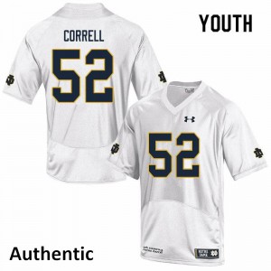 Youth Notre Dame Fighting Irish Zeke Correll #52 Stitched White Authentic Jerseys 867289-139