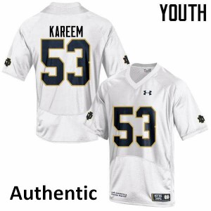 Youth Notre Dame Fighting Irish Khalid Kareem #53 Stitch Authentic White Jersey 240967-625