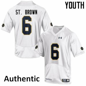 Youth Notre Dame Fighting Irish Equanimeous St. Brown #6 White Authentic Football Jersey 830840-477