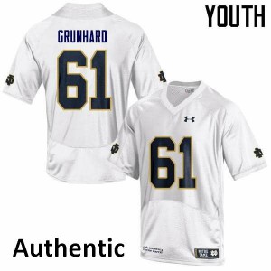 Youth Notre Dame Fighting Irish Colin Grunhard #61 White Authentic NCAA Jersey 851242-272