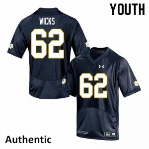 Youth Notre Dame Fighting Irish Brennan Wicks #62 Embroidery Navy Authentic Jerseys 209327-522