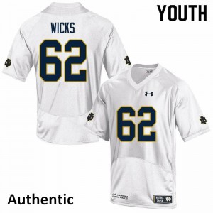 Youth Notre Dame Fighting Irish Brennan Wicks #62 White Authentic Stitched Jerseys 151969-990