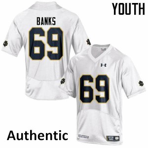 Youth Notre Dame Fighting Irish Aaron Banks #69 Authentic Official White Jerseys 905895-225