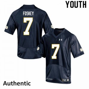 Youth Notre Dame Fighting Irish Isaiah Foskey #7 Navy Authentic Stitch Jersey 792593-200