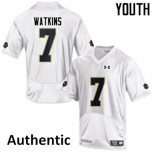 Youth Notre Dame Fighting Irish Nick Watkins #7 White Authentic Stitched Jerseys 962531-457