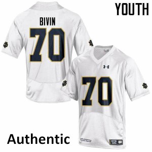 Youth Notre Dame Fighting Irish Hunter Bivin #70 College Authentic White Jersey 668486-353