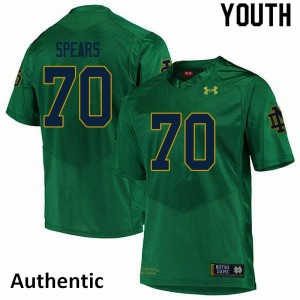 Youth Notre Dame Fighting Irish Hunter Spears #70 Alumni Green Authentic Jerseys 115017-788
