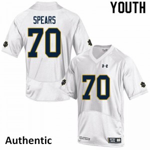 Youth Notre Dame Fighting Irish Hunter Spears #70 White Authentic Official Jerseys 630833-473