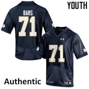 Youth Notre Dame Fighting Irish Alex Bars #71 Official Navy Blue Authentic Jersey 826828-272