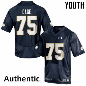 Youth Notre Dame Fighting Irish Daniel Cage #75 Stitch Navy Blue Authentic Jersey 145643-647