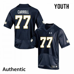 Youth Notre Dame Fighting Irish Quinn Carroll #77 Navy Authentic Embroidery Jersey 424861-621
