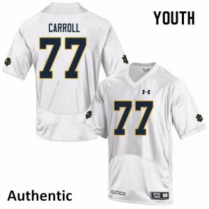 Youth Notre Dame Fighting Irish Quinn Carroll #77 NCAA White Authentic Jersey 147607-462
