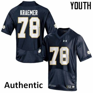 Youth Notre Dame Fighting Irish Tommy Kraemer #78 Player Navy Blue Authentic Jerseys 263824-579