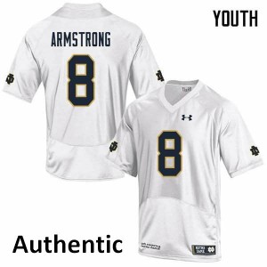 Youth Notre Dame Fighting Irish Jafar Armstrong #8 University Authentic White Jersey 391863-955