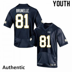Youth Notre Dame Fighting Irish Jay Brunelle #81 Navy Football Authentic Jersey 775421-219