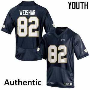 Youth Notre Dame Fighting Irish Nic Weishar #82 Navy Blue Authentic Stitched Jerseys 254006-233