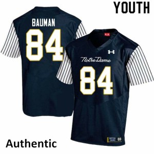 Youth Notre Dame Fighting Irish Kevin Bauman #84 Alternate Authentic College Navy Blue Jersey 614026-128