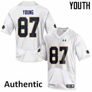 Youth Notre Dame Fighting Irish Michael Young #87 Stitch Authentic White Jerseys 552261-714