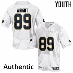 Youth Notre Dame Fighting Irish Brock Wright #89 White Authentic Embroidery Jerseys 908405-284