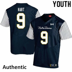 Youth Notre Dame Fighting Irish Cam Hart #9 Navy Blue Alternate Authentic Embroidery Jerseys 965072-750