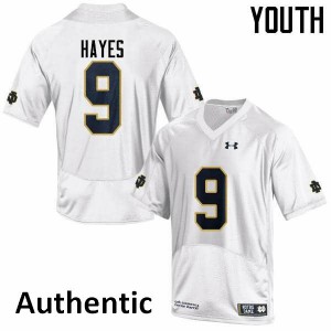 Youth Notre Dame Fighting Irish Daelin Hayes #9 Authentic Stitched White Jersey 306837-247