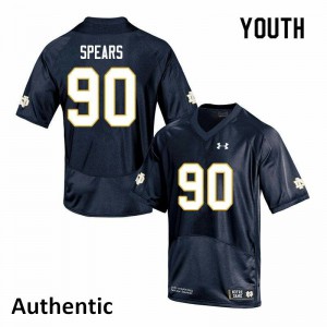 Youth Notre Dame Fighting Irish Hunter Spears #90 Navy Authentic Stitch Jersey 834768-831