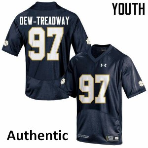 Youth Notre Dame Fighting Irish Micah Dew-Treadway #97 Stitch Authentic Navy Blue Jersey 973625-618