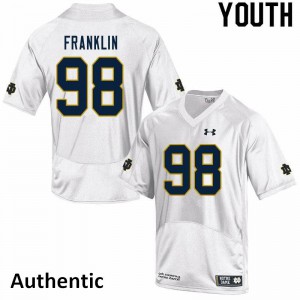 Youth Notre Dame Fighting Irish Ja'Mion Franklin #98 White Embroidery Authentic Jersey 530700-834