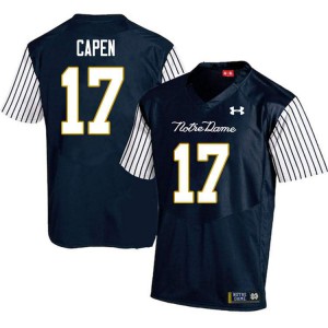 Mens Notre Dame Fighting Irish Cole Capen #17 Alternate Game Embroidery Navy Blue Jerseys 626807-679
