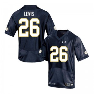 Mens Notre Dame Fighting Irish Clarence Lewis #26 Navy Game Football Jersey 779219-421