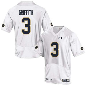 Men's Notre Dame Fighting Irish Houston Griffith #3 Stitched White Game Jerseys 610950-910