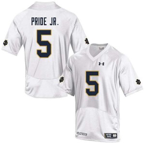 Mens Notre Dame Fighting Irish Troy Pride Jr. #5 Game Official White Jersey 952748-791