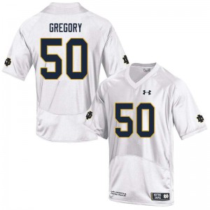 Mens Notre Dame Fighting Irish Reed Gregory #50 High School White Game Jersey 237514-849