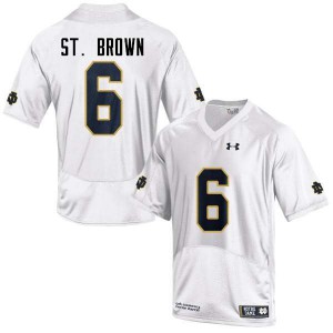 Men's Notre Dame Fighting Irish Equanimeous St. Brown #6 Game White Embroidery Jersey 282249-147