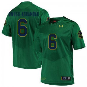 Men's Notre Dame Fighting Irish Jeremiah Owusu-Koramoah #6 Game Stitched Green Jerseys 276369-990