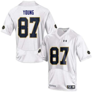 Mens Notre Dame Fighting Irish Michael Young #87 White Game High School Jersey 394896-381