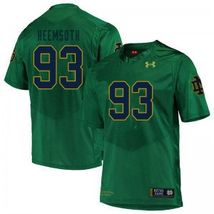 Men's Notre Dame Fighting Irish Zane Heemsoth #93 Game Embroidery Green Jersey 475170-579