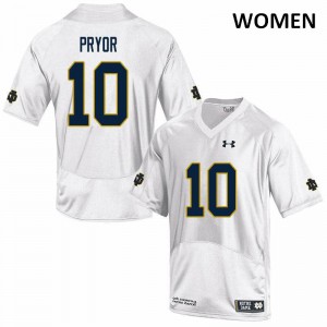 Womens Notre Dame Fighting Irish Isaiah Pryor #10 Game White University Jersey 319667-422